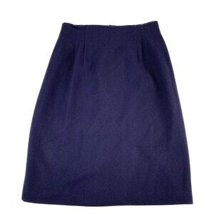 VTG 80s Norton McNaughton Wool Skirt Women 12 Navy Classic Retro Office 90s READ